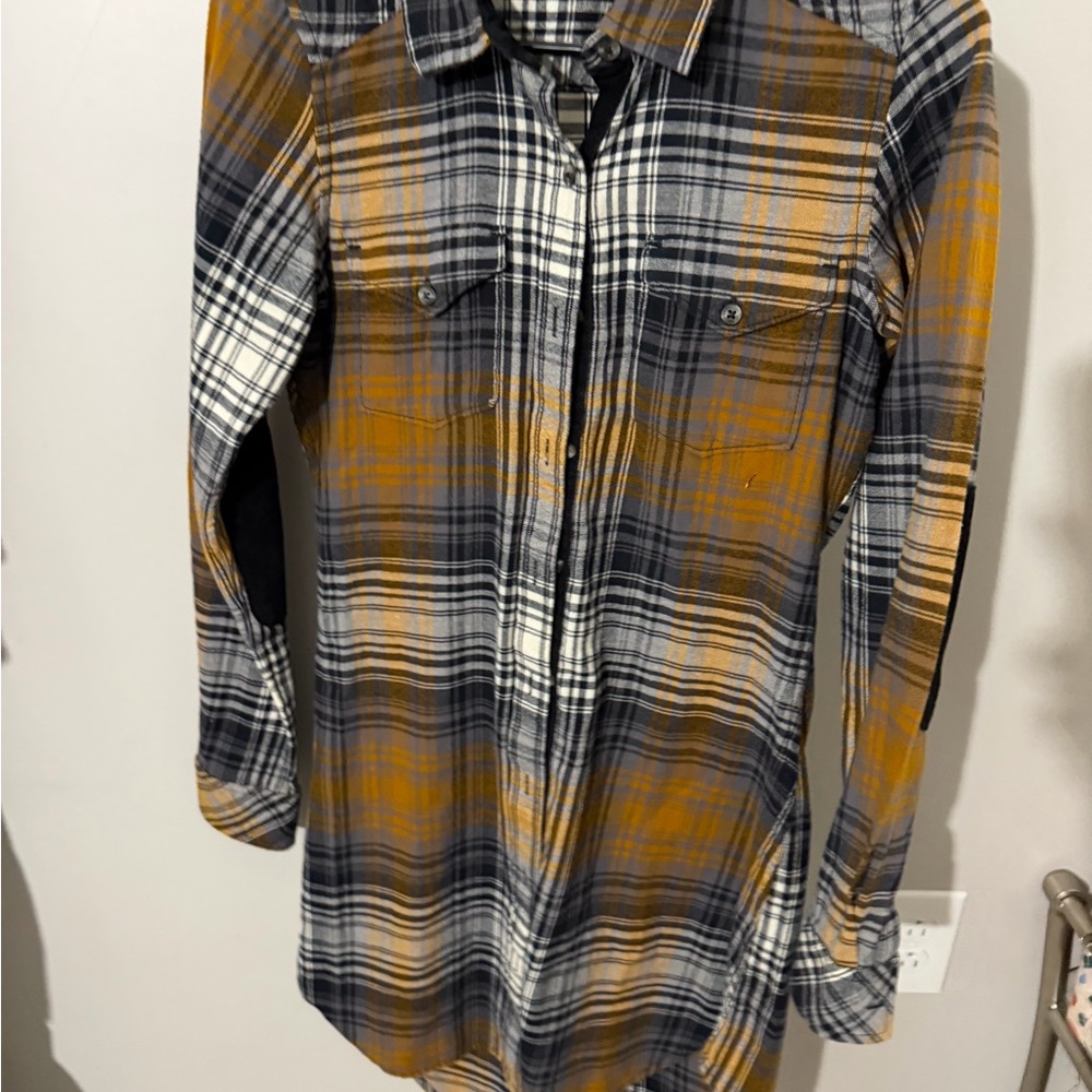 Kavu Black and White Plaid Shirt Dress